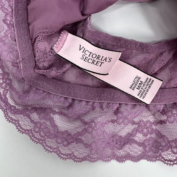 Victoria's Secret Bralette Purple Lace Floral Racerback Wireless - Picture 5 of 11